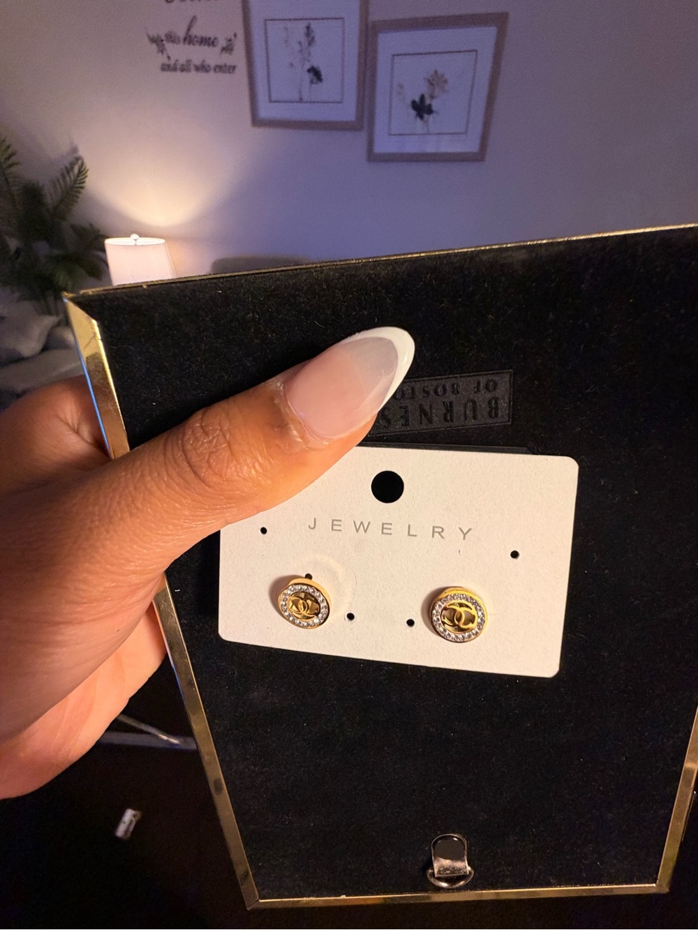 Gold-Tone Circular Logo Accent Stud Earrings